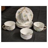 Set of 4 Jean Pouyat Limoges Tea Cup & Saucer Sets