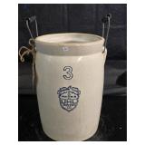 3 Gallon Uhl Stoneware Butter Churn w/Bail Handles