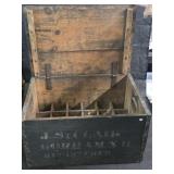 Vintage Wood Beverage Crate Box w/Hinged Lid