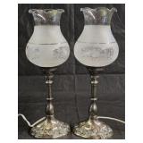 Pair of Silverplated Electric Hurricane Lamps