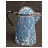 Small Blue & White Enamelware Coffee Pot
