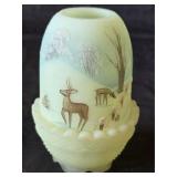 Vintage Fenton Satin Custard Glass Fairy Lamp