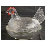 Vintage Indiana Glass Clear Hen on Nest