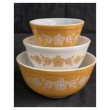 Vintage Pyrex Butterfly Gold 3pc. Mixing Bowl Set