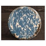 Blue & White Enamelware Camp Plate/Pie Pan