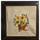 Framed Floral Crewel
