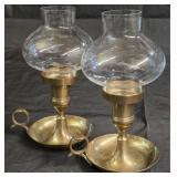 Pair of Vintage Brass Chamberstick Candle Holders