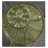 Indiana Glass Olive Green Deviled Egg/Relish Tray