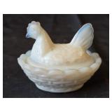 Vintage Westmoreland Milk Glass Mini Hen on Nest
