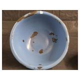 Vintage Blue Enamelware Mixing Bowl