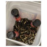 Bucket of Assorted Brass & 3 Cans Brass Lube