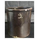 Dark Brown Glaze 2 Gallon Stoneware Crock