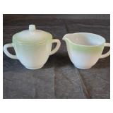 Vintage Federal Moonglow Green Cream & Sugar Set