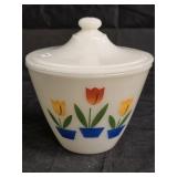 Vintage Fire King Tulip Grease Jar w/Lid