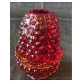 Vintage Fenton Amberina Hobnail Fairy Lamp