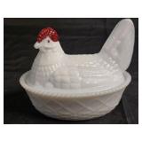 Vintage Westmoreland Milk Glass Hen on Nest