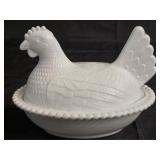 Vintage Indiana Glass Milk Glass Hen on Nest