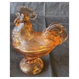 Vintage Westmoreland Peach Rooster Candy Dish
