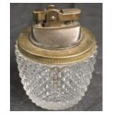 Vintage MCM Clear Glass/Brass Table Lighter