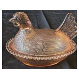 Vintage Indiana Glass Peach Hen on Nest