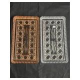 Two Vintage Federal Glass "Windsor" Dresser Trays
