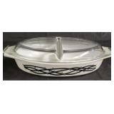Vintage Promo Pyrex Barbed Wire Divided Casserole