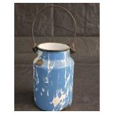 Blue & White Enamelware Milk Cream Can - NO LID