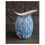 Blue & White Enamelware Pitcher