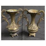 Pair of Vintage Italian Brass Footed Bud Vases