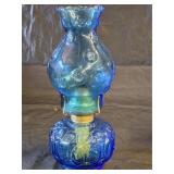 Vintage L.E. Smith Moon & Stars Blue Oil Lamp
