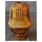 Indiana Glass Amber Diamondpoint Fairy Lamp