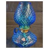 Fenton Colonial Blue Diamond Optic Courting Lamp