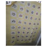 Vintage Yellow State Birds & Flowers Quilt