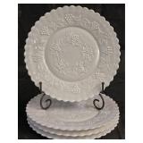 Set of 4 Imperial Milk Glass Dinner Plates