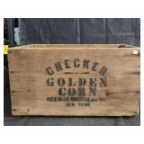 Vintage Checker Golden Corn Wooden Box