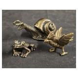 3 Miniature Brass Animals