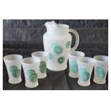 MCM Atomic Starburst Frosted Pitcher/Glasses