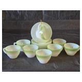 Set of 8 Federal Moonglow Green Tea Cup/Saucer Set