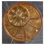Indiana Glass Amber Deviled Egg & Relish Tray