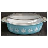 Vintage Pyrex Turquoise Snowflake Oval Casserole