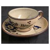 Tonala Mexican Pottery Tea Cup & Saucer Set