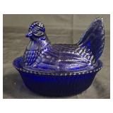Vintage McKee Cobalt Hen On Nest