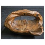 Vintage Burl Wood Hand Carved Basket
