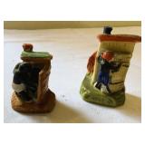 Pair of Japanese Bisque "Next Figures" Outhouse
