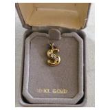 10K Gold "S" Pendant