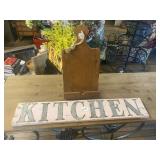 Wood 'Kitchen Sign' & Tablet Holder Sign
