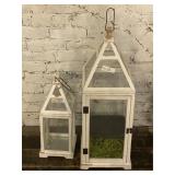 Pair of Wood & Glass Lanterns