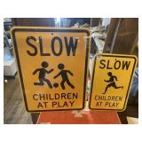 Pair of Metal 'Slow Children At Play' Signs