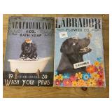 Pair of Tin / Metal Dog Signs