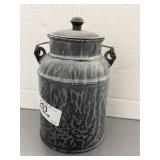 Vintage Grey Graniteware Milk Pail